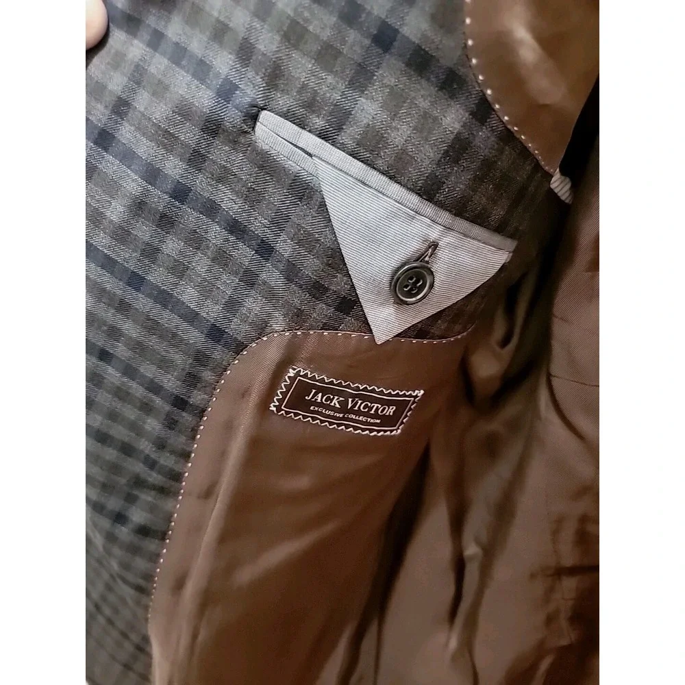 Jack Victor Exclusive Collection Plaid Napoli Sport Coat Blazer Made Canada 42L